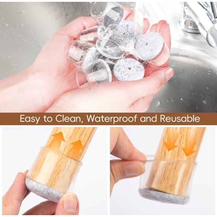 16 Protectores de Pies de Silla BAIPOK Silicona Transparente XS