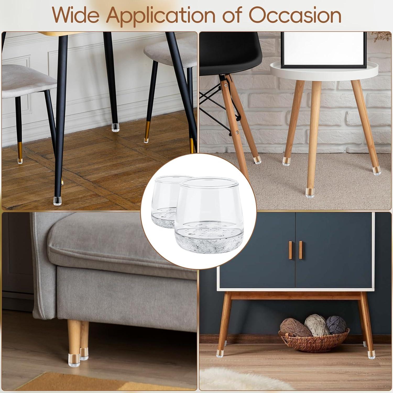 16 Protectores de Pies de Silla BAIPOK Silicona Transparente XS