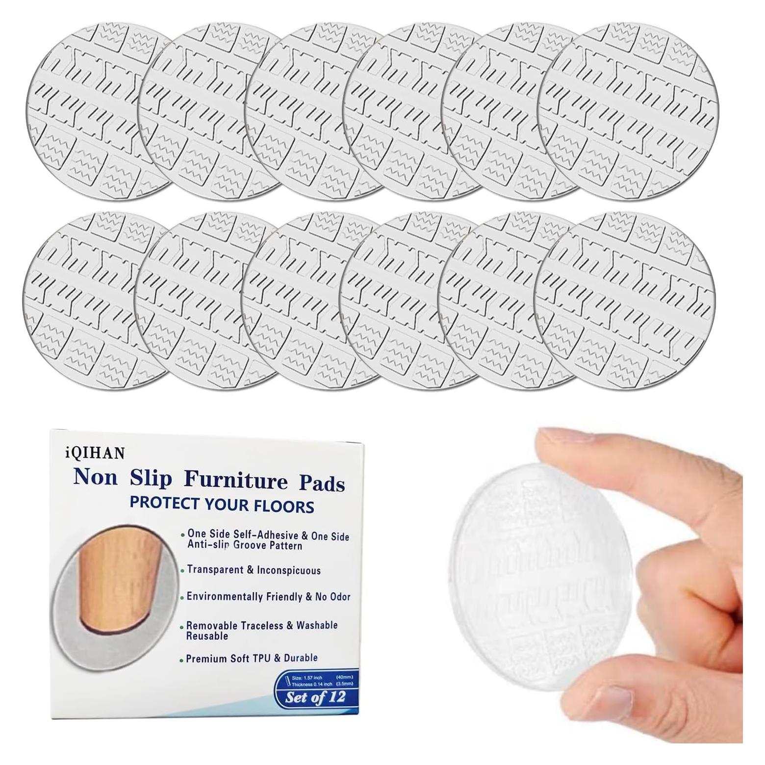 Almohadillas Antideslizantes iQIHAN 12 Piezas 40mm Transparentes