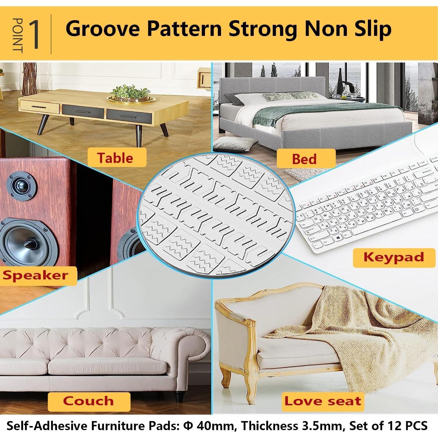 Almohadillas Antideslizantes iQIHAN 12 Piezas 40mm Transparentes