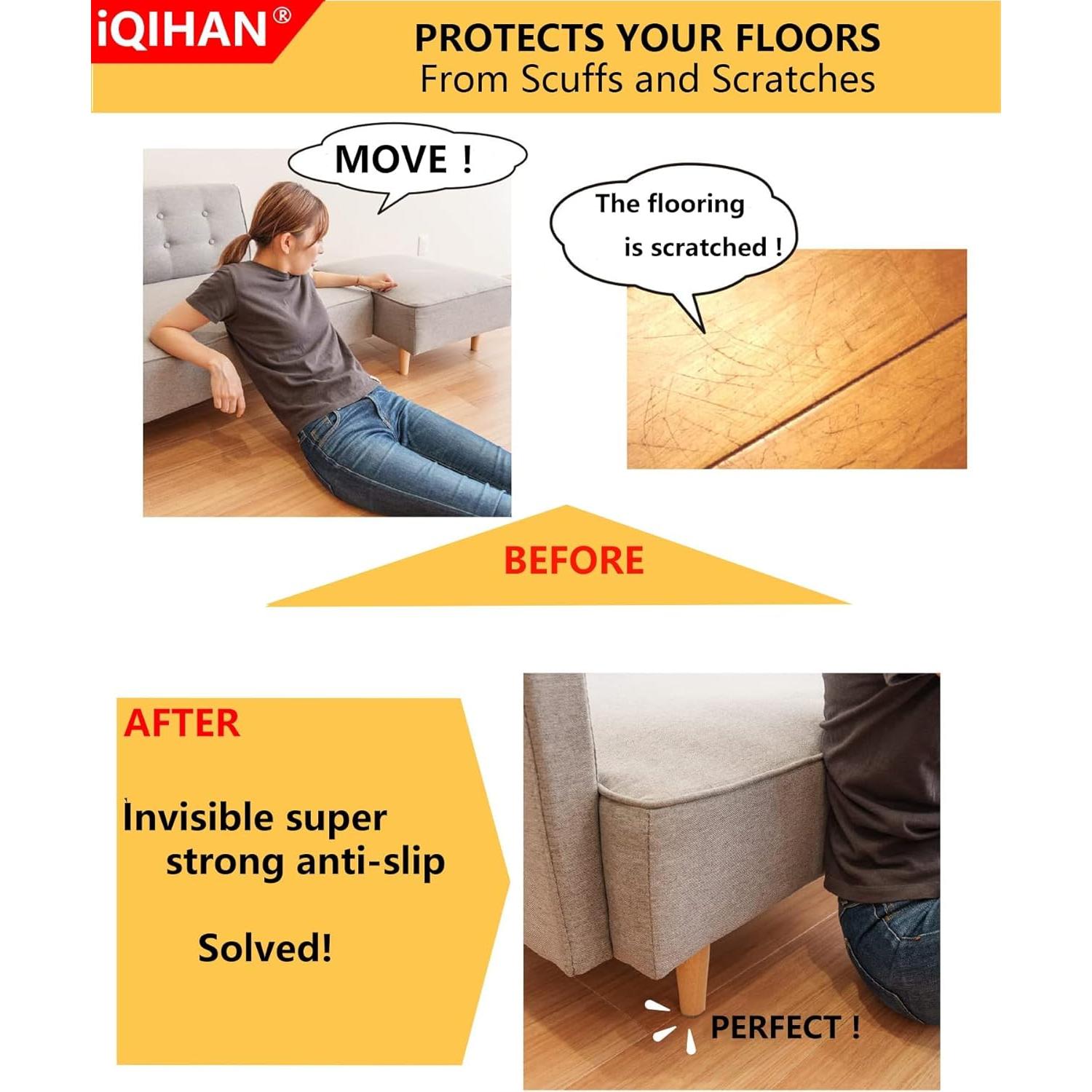 Almohadillas Antideslizantes iQIHAN 12 Piezas 40mm Transparentes