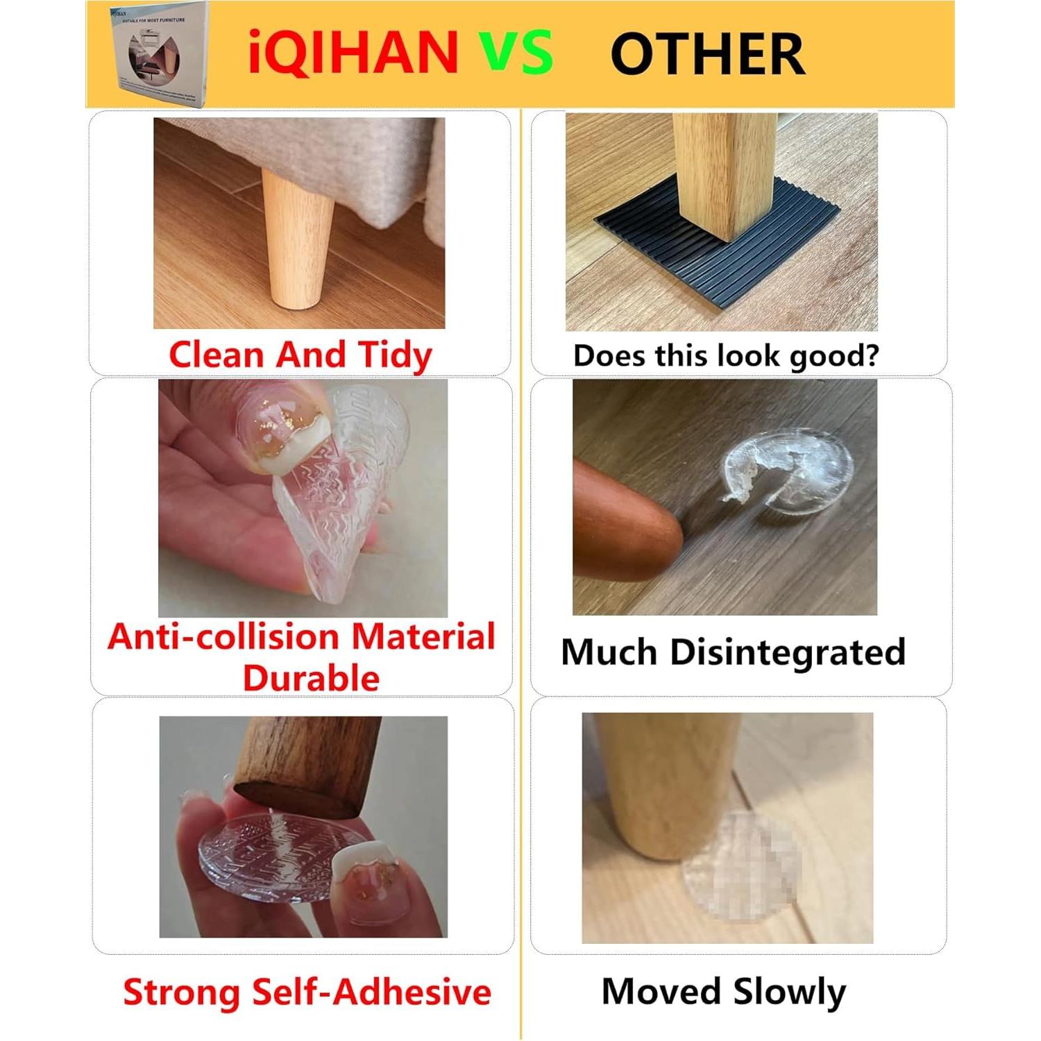 Almohadillas Antideslizantes iQIHAN 12 Piezas 40mm Transparentes