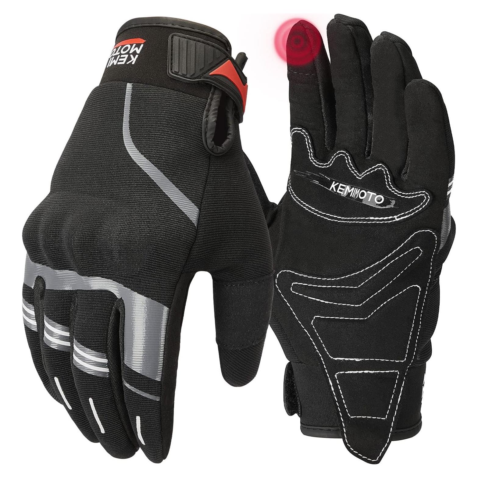 Guantes de Motocicleta KEMIMOTO XXL Negro-3 Transpirables