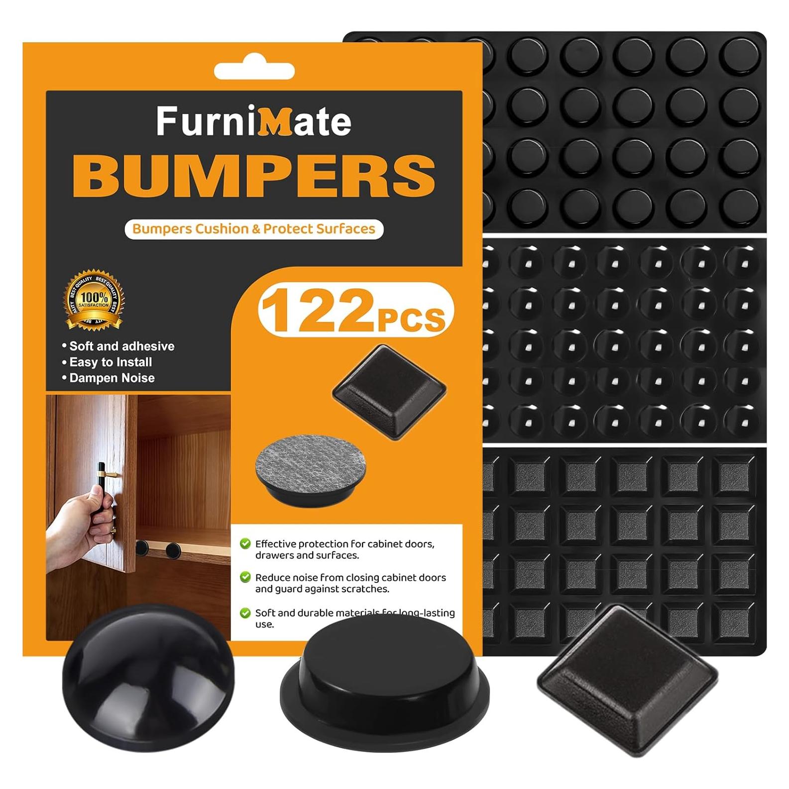 Pies de goma adhesivos 122 PCS FurniMate - Bumpers negros