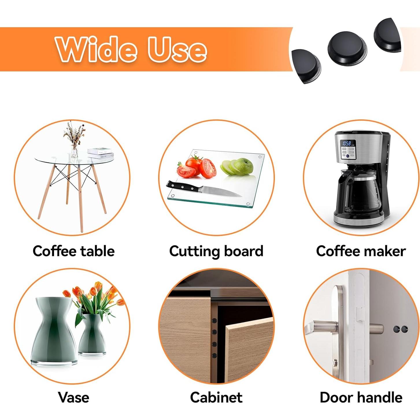 Pies de goma adhesivos 122 PCS FurniMate - Bumpers negros