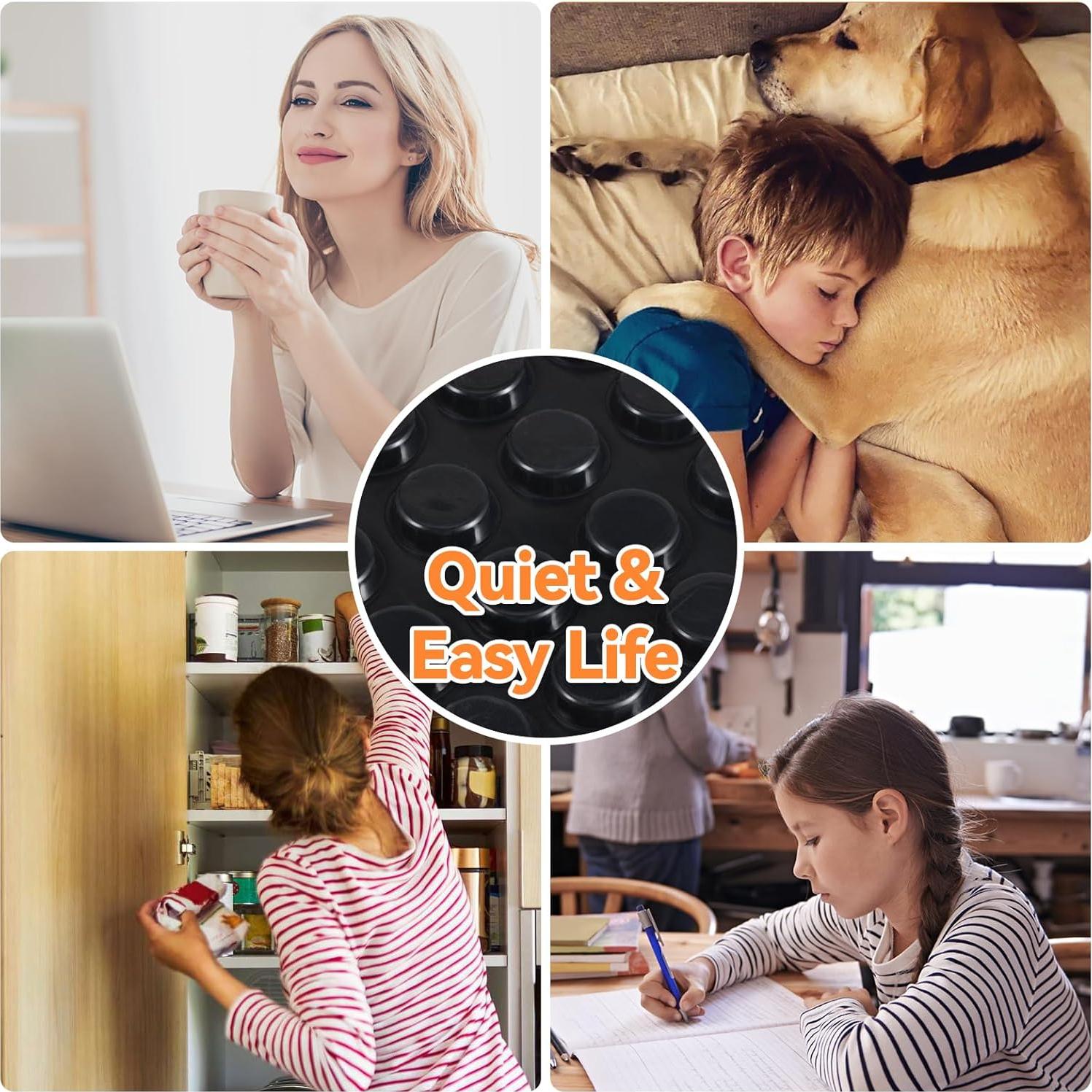 Pies de goma adhesivos 122 PCS FurniMate - Bumpers negros