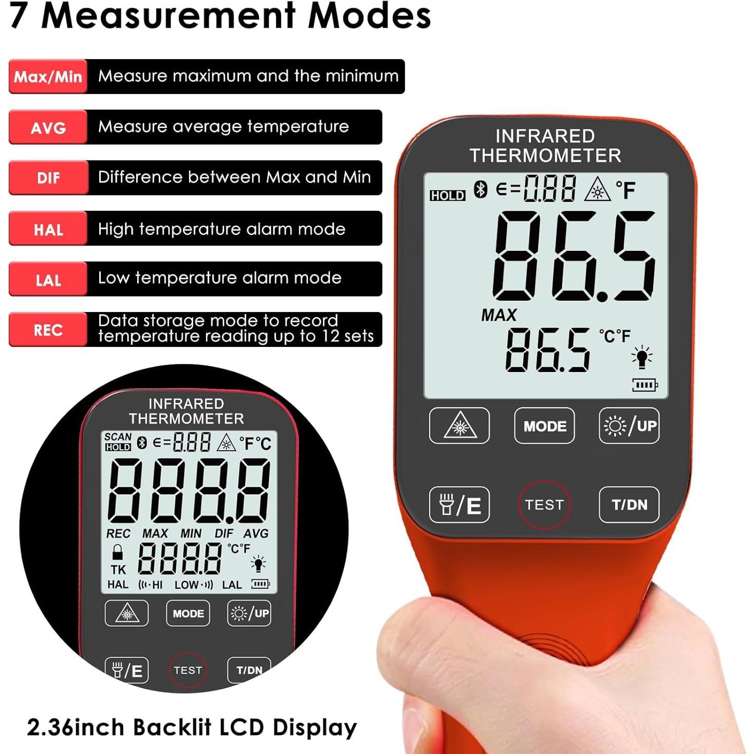 Termómetro Infrarrojo Digital BTMETER BT-1600APP -50°C a 1600°C