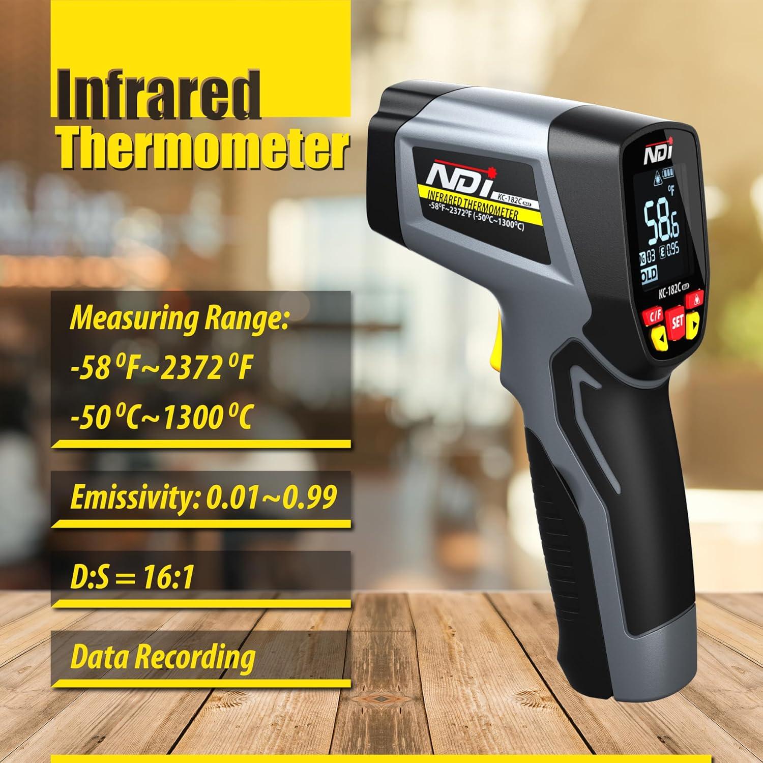 Termómetro Infrarrojo NDI 1300°C, Pistola de Temperatura Multiusos