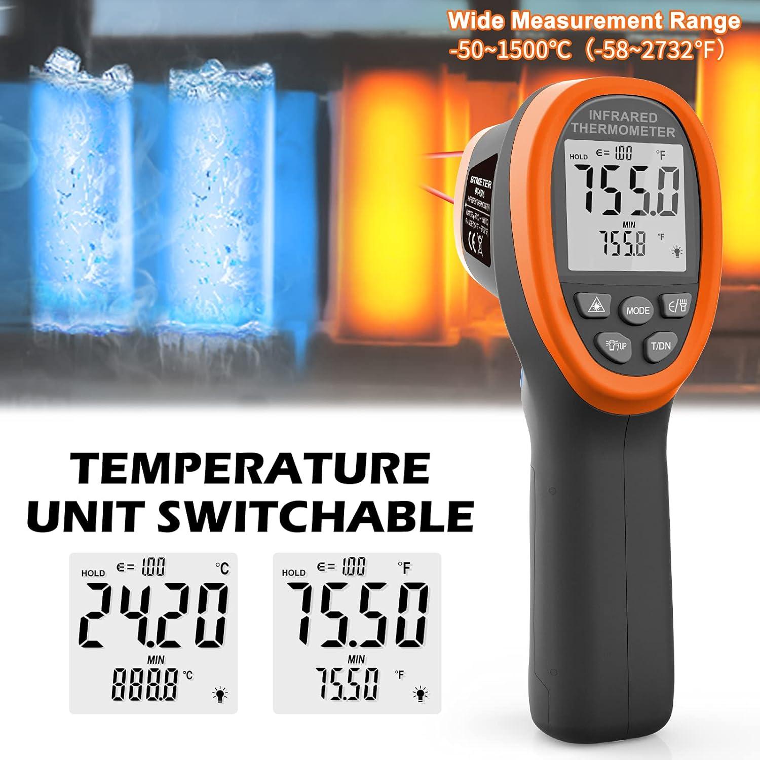 Pirómetro Infrarrojo BTMETER BT-1500 -50 a 1500°C Naranja