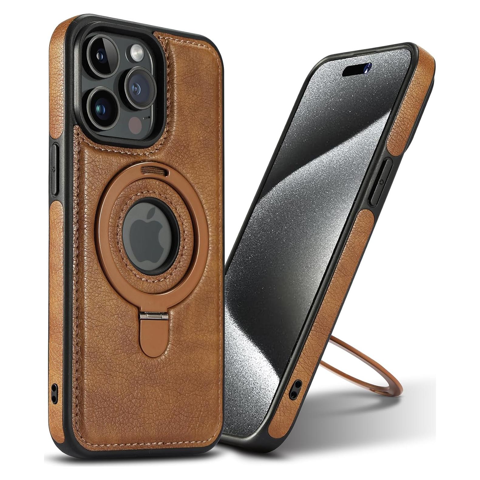 Funda de cuero PU VAUSERDY para iPhone 15 Pro Max - Marrón