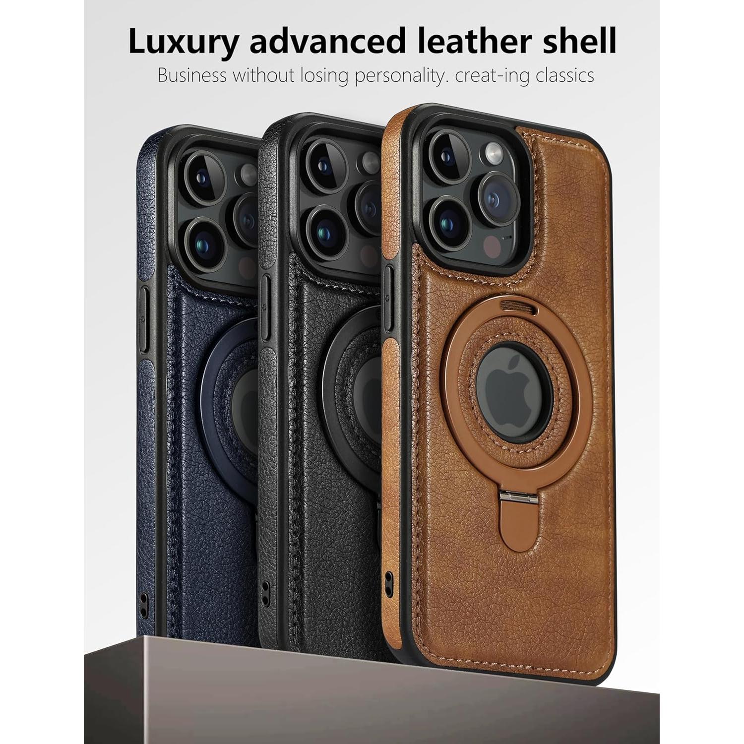Funda de cuero PU VAUSERDY para iPhone 15 Pro Max - Marrón