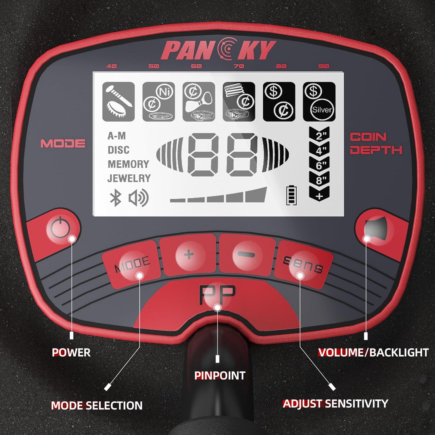 Detector de Metales PANCKY PK0075 Impermeable 10" LCD 5 Modos