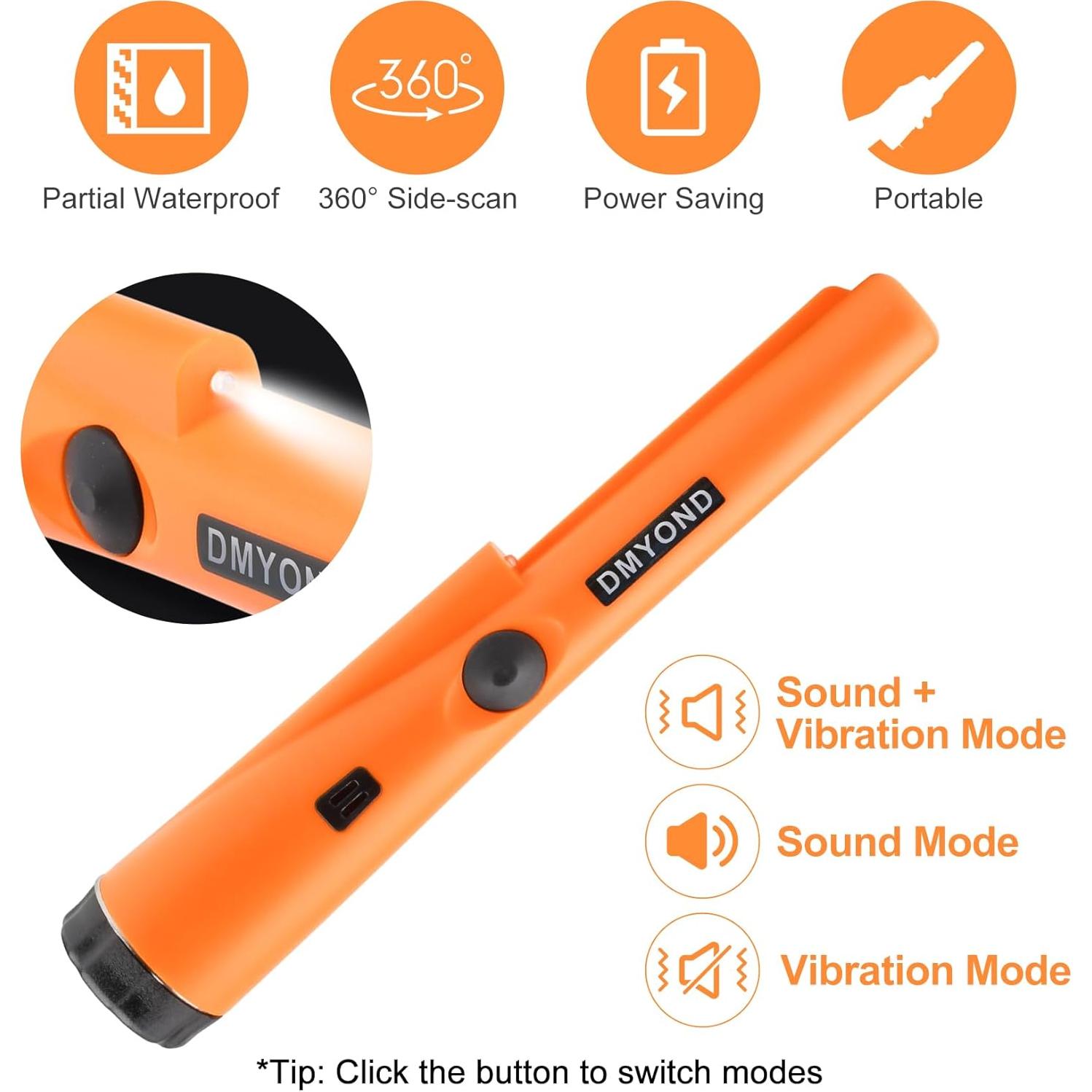 Detector de Metales Dmyond Pinpointer Naranja a Prueba de Agua