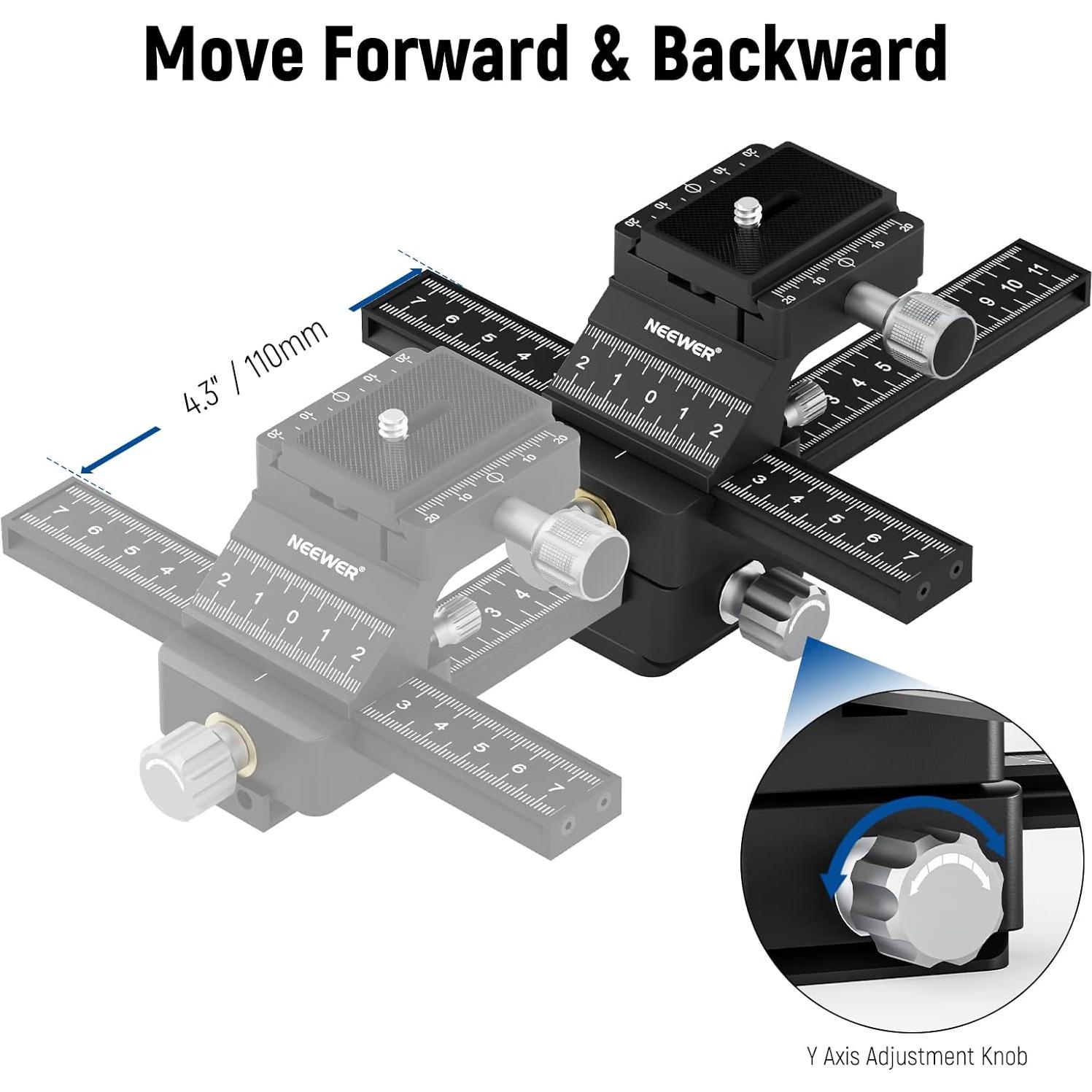 Riel de Enfoque Macro NEEWER 4 Vías para Cámaras DSLR y Sin Espejo