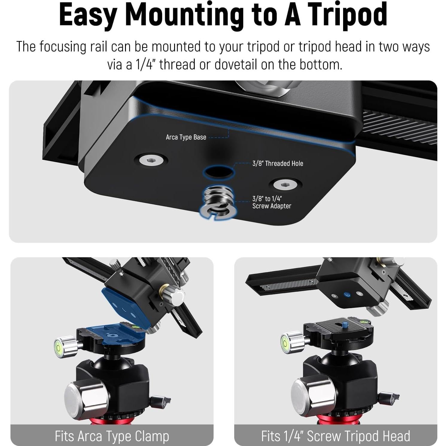 Riel de Enfoque Macro NEEWER 4 Vías para Cámaras DSLR y Sin Espejo