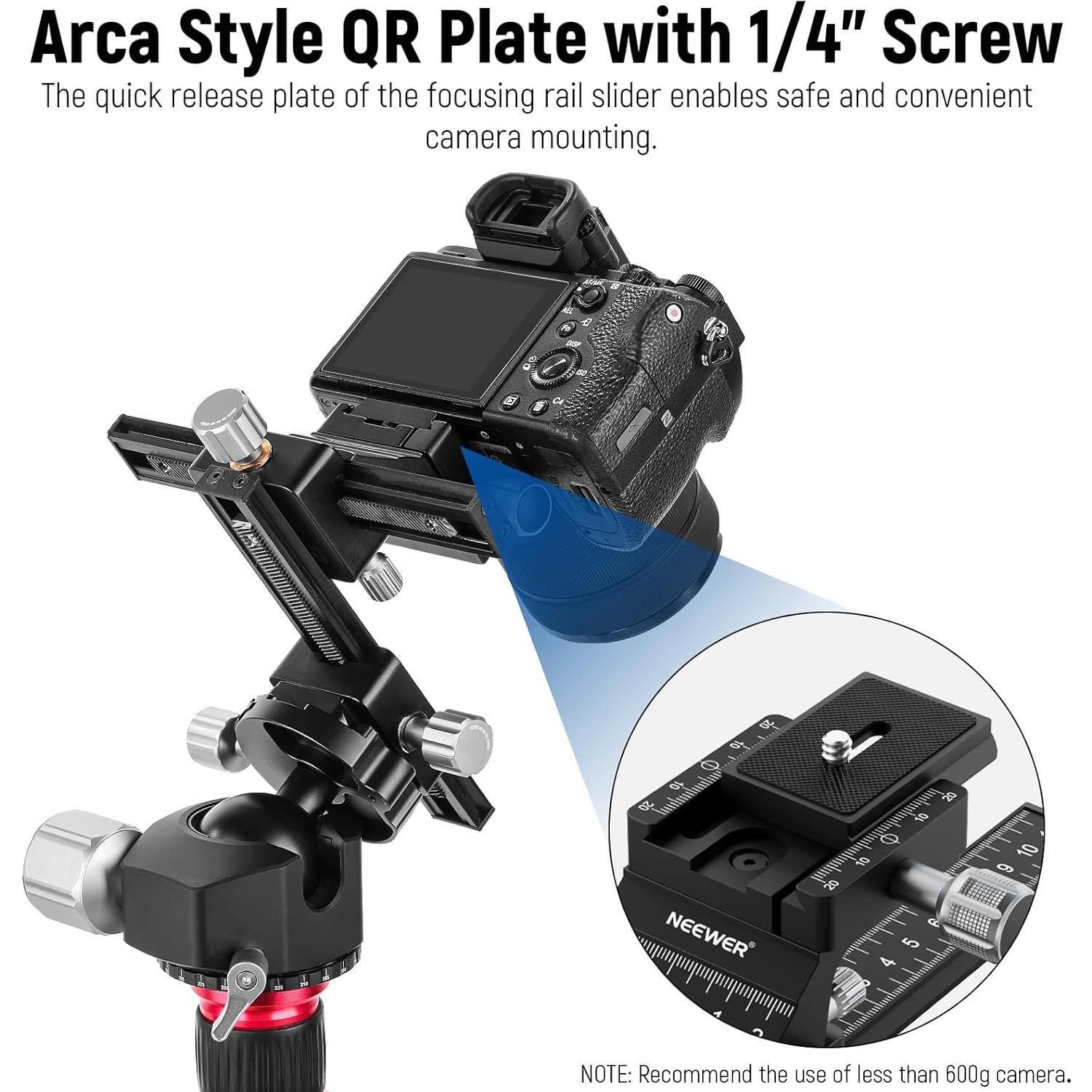 Riel de Enfoque Macro NEEWER 4 Vías para Cámaras DSLR y Sin Espejo