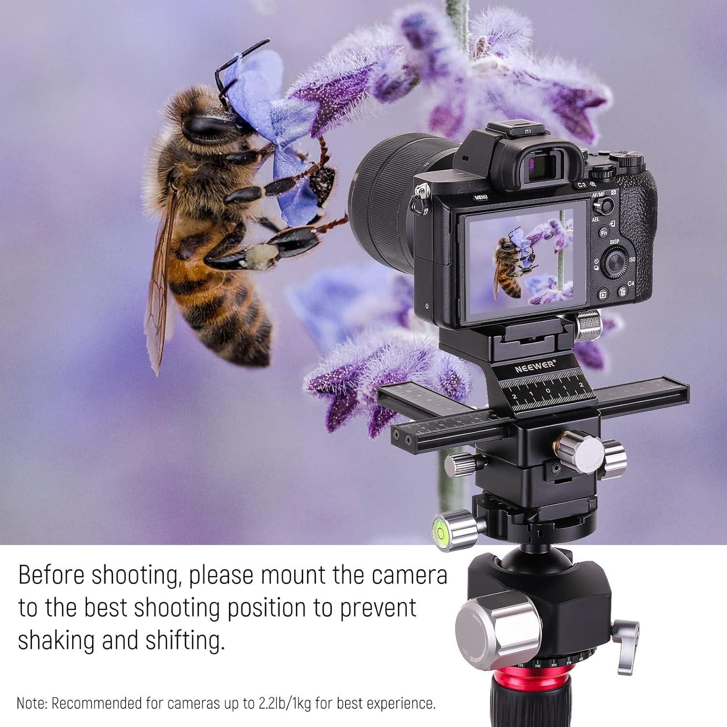 Riel de Enfoque Macro NEEWER 4 Vías para Cámaras DSLR y Sin Espejo