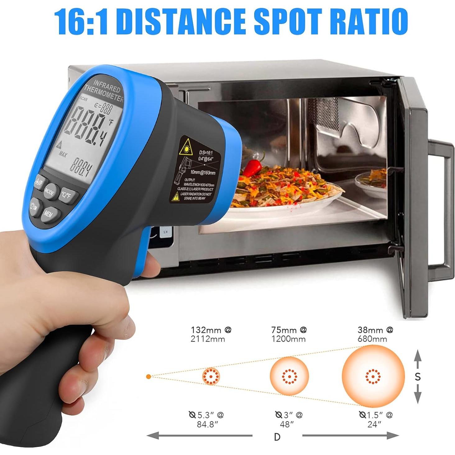 Pistola Termómetro Infrarrojo BTMETER BT-985C -50°C a 800°C