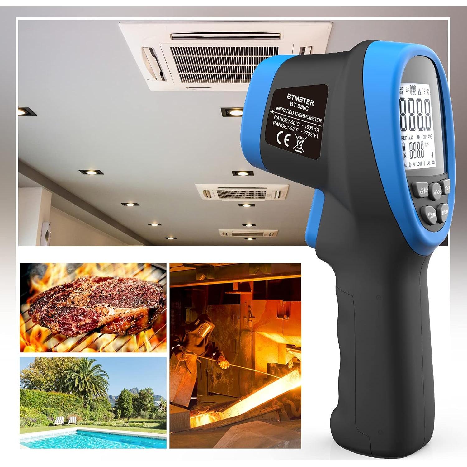 Pistola Termómetro Infrarrojo BTMETER BT-985C -50°C a 800°C