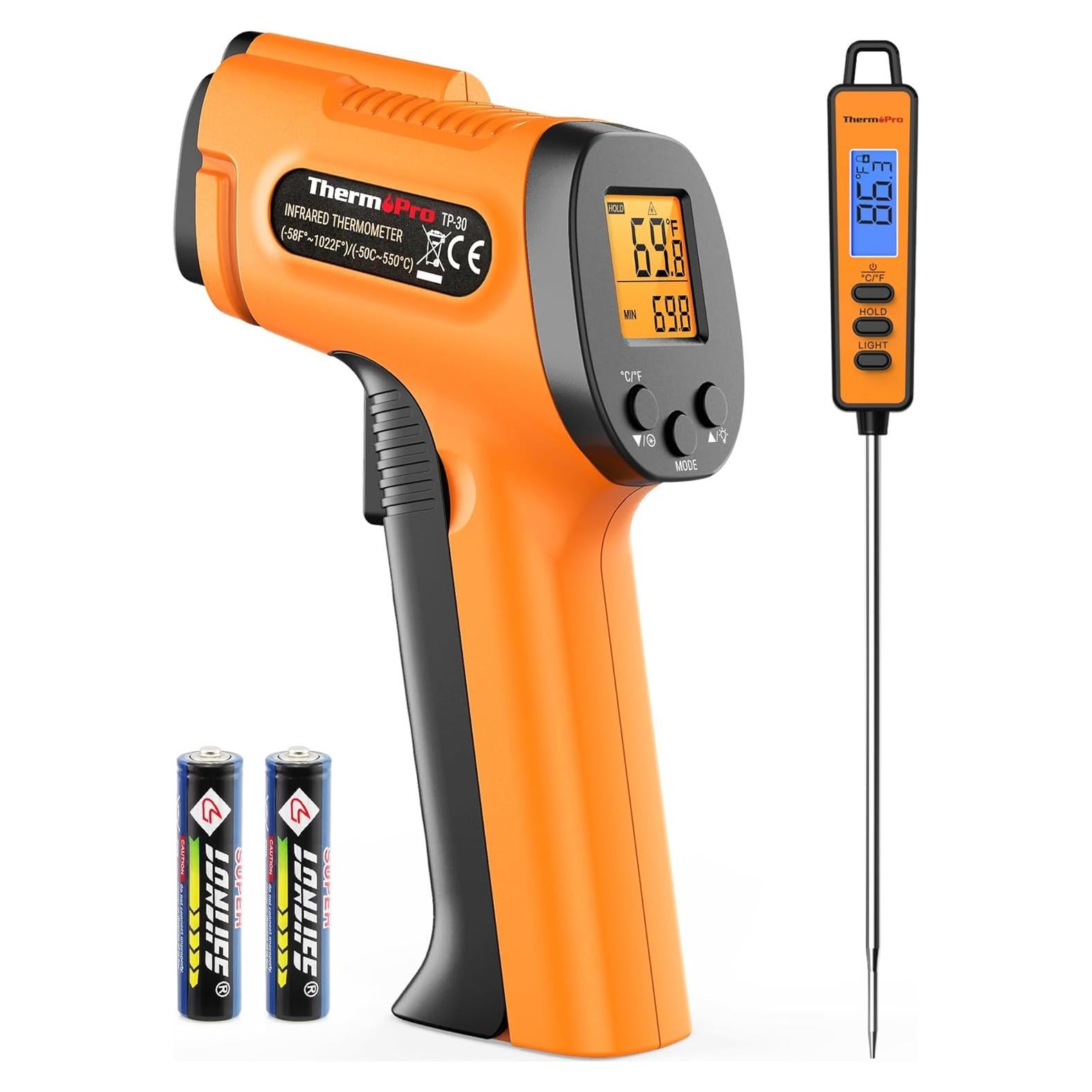 Termómetro Infrarrojo ThermoPro TP30 y Sonda para Carne