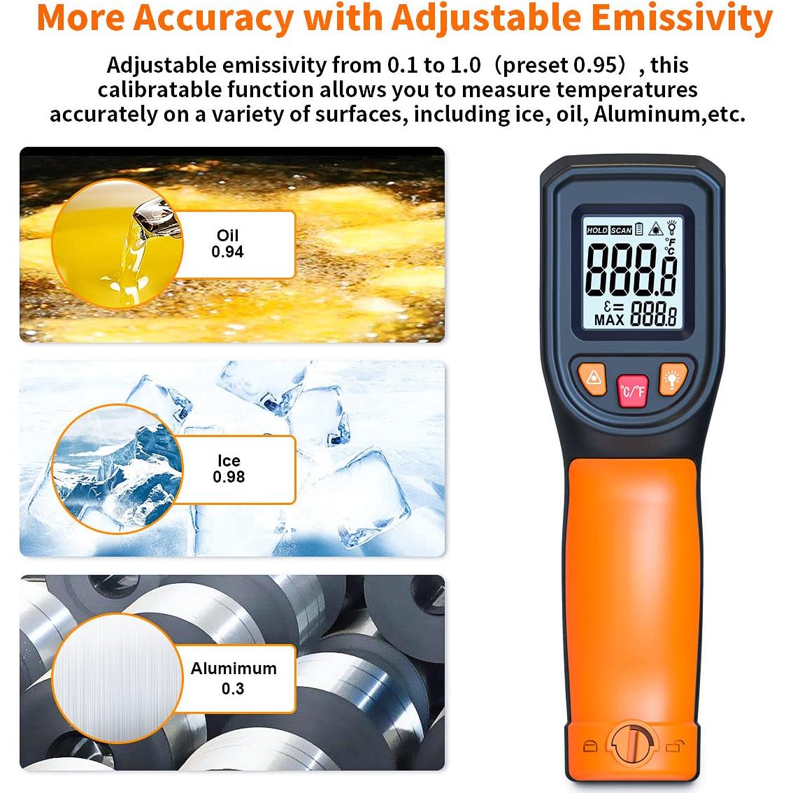 Termómetro Infrarrojo Digital DEASOMIYE T600A -50°C a 600°C