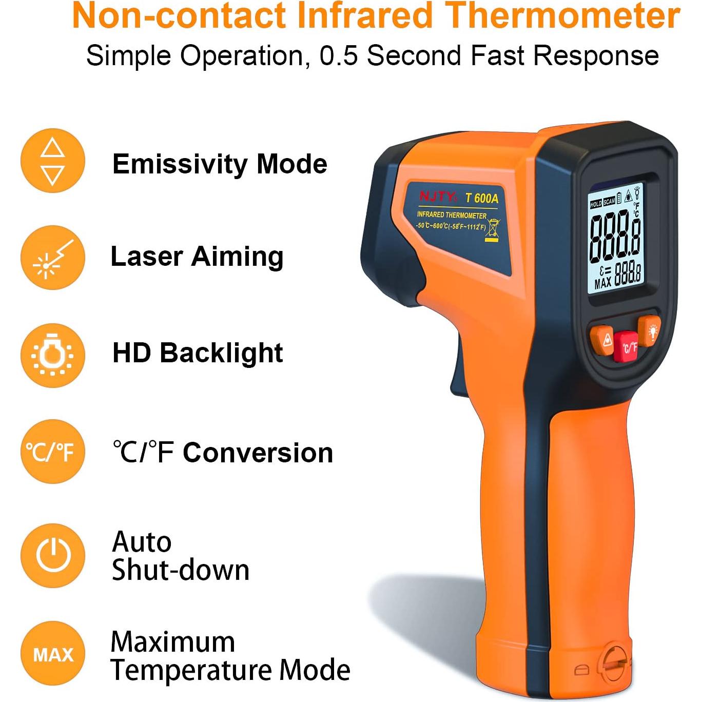 Termómetro Infrarrojo Digital DEASOMIYE T600A -50°C a 600°C