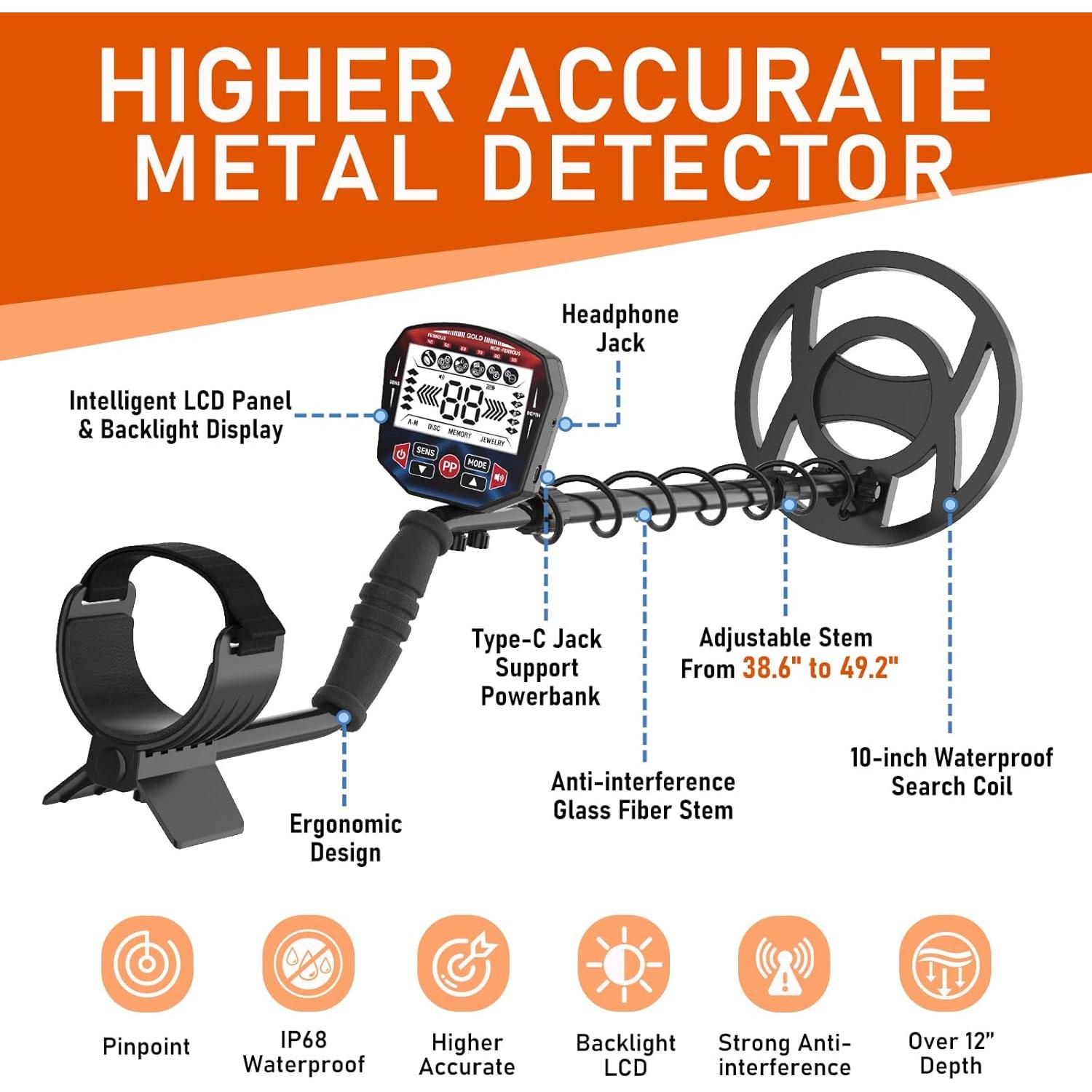 Detector de Metales MFTEK Profesional con Pantalla LCD 10"