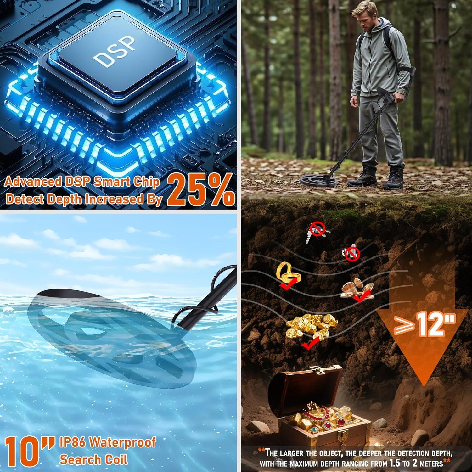 Detector de Metales MFTEK Profesional con Pantalla LCD 10"