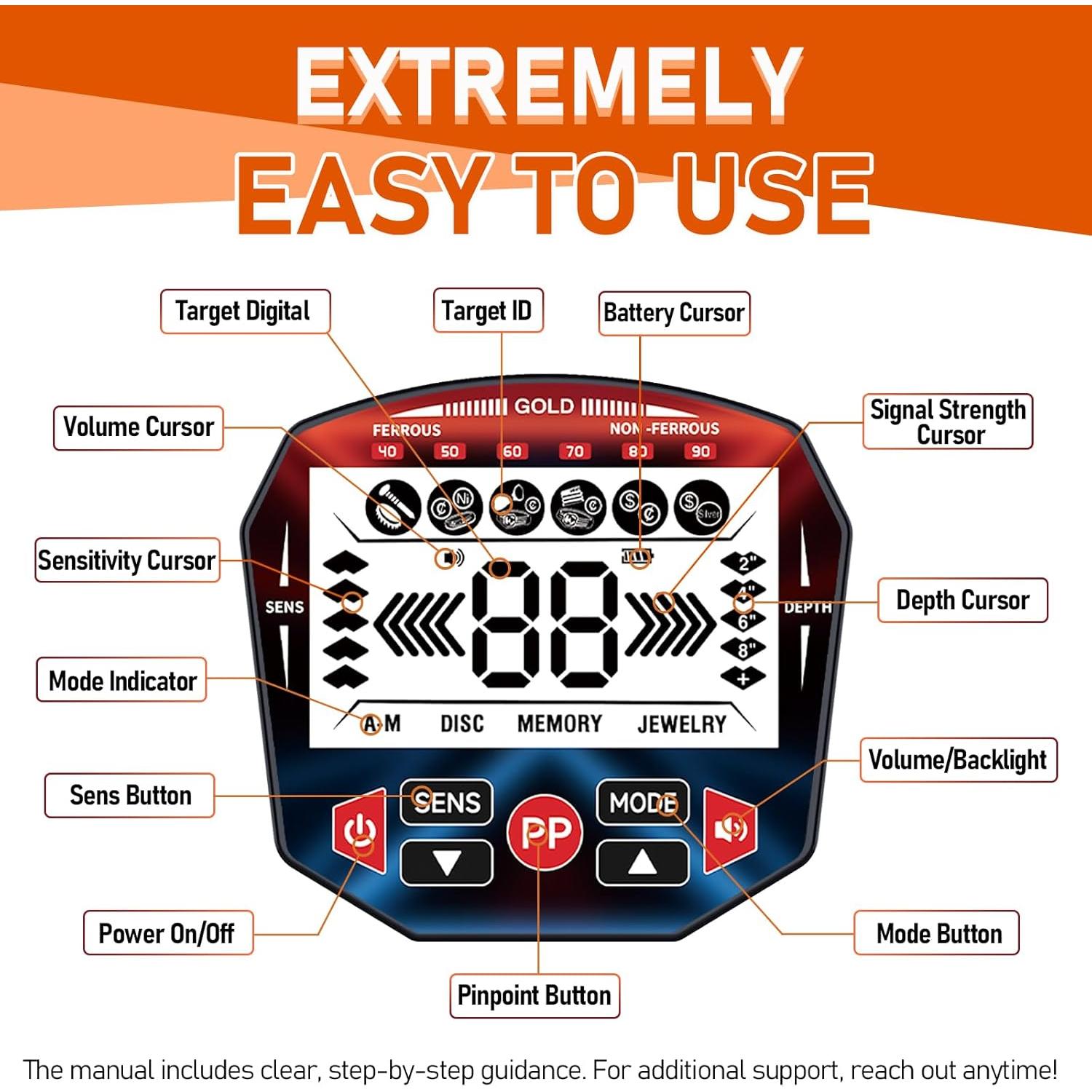 Detector de Metales MFTEK Profesional con Pantalla LCD 10"
