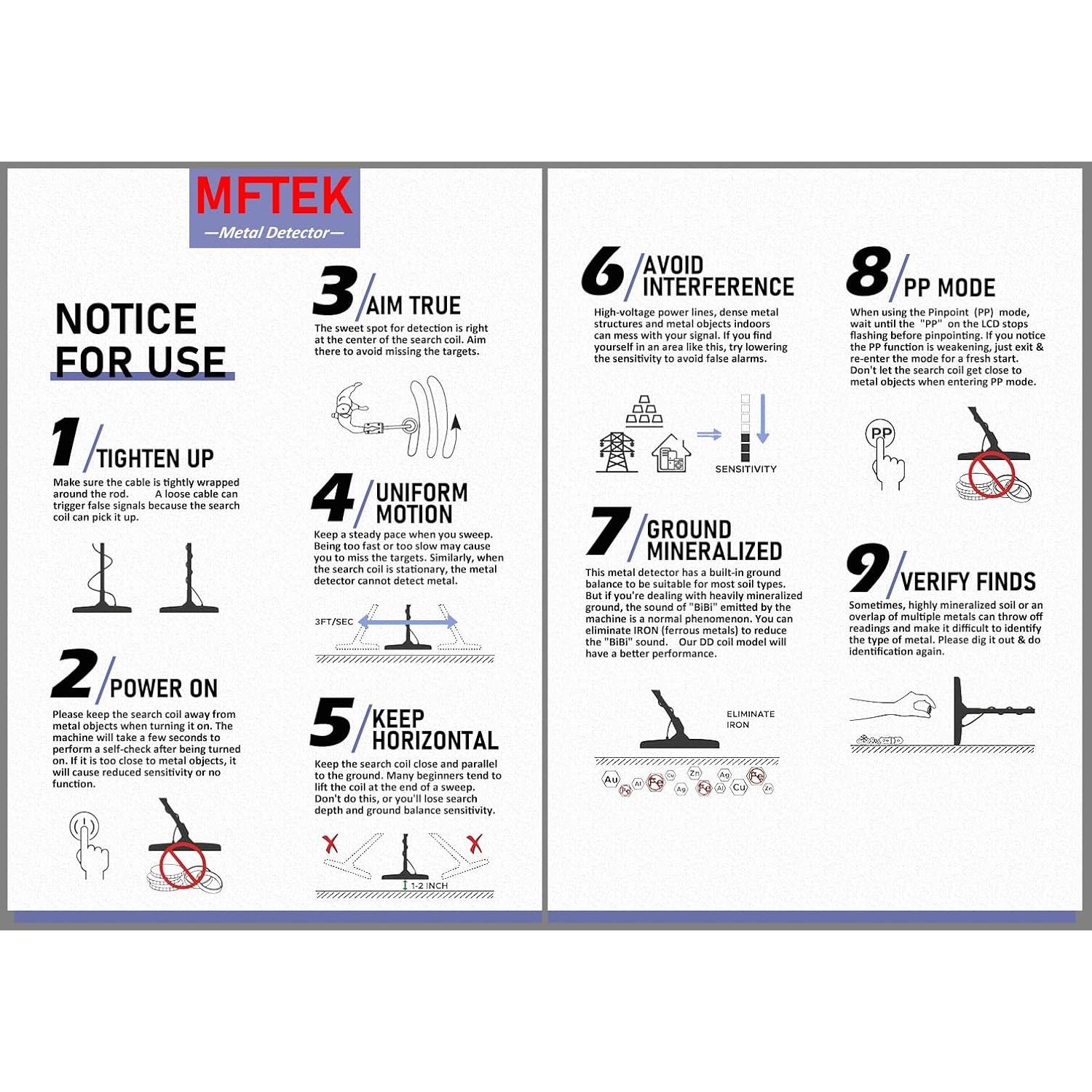 Detector de Metales MFTEK Profesional con Pantalla LCD 10"