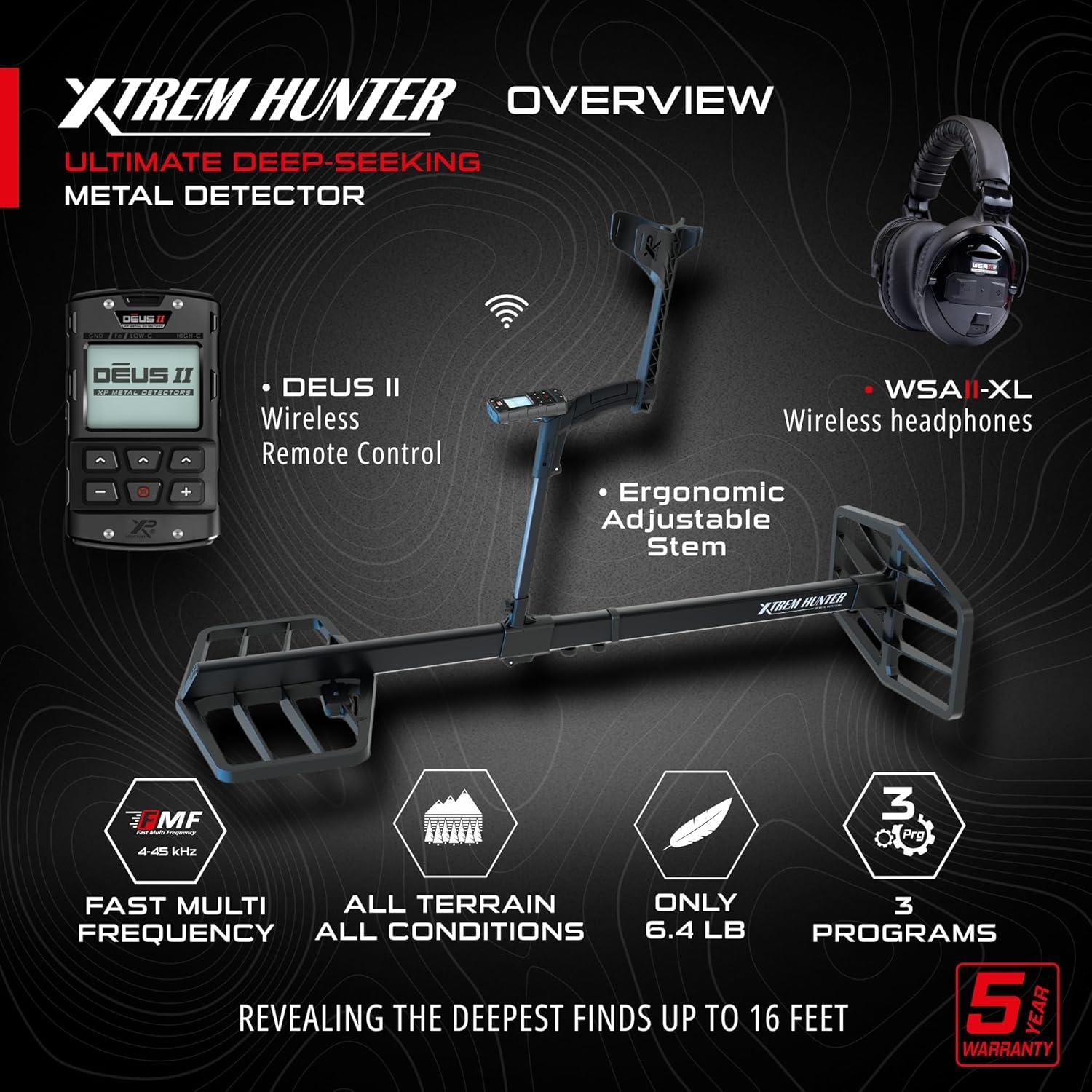 Detector de Metales XP XTREM Hunter - Búsqueda Profunda 5m