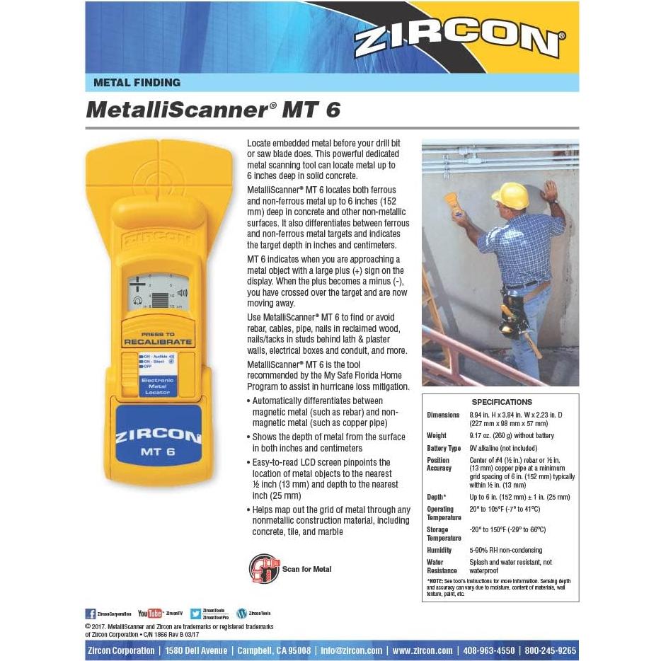 Detector de Metales Zircon MetalliScanner MT6 Profesional 1.06 kg