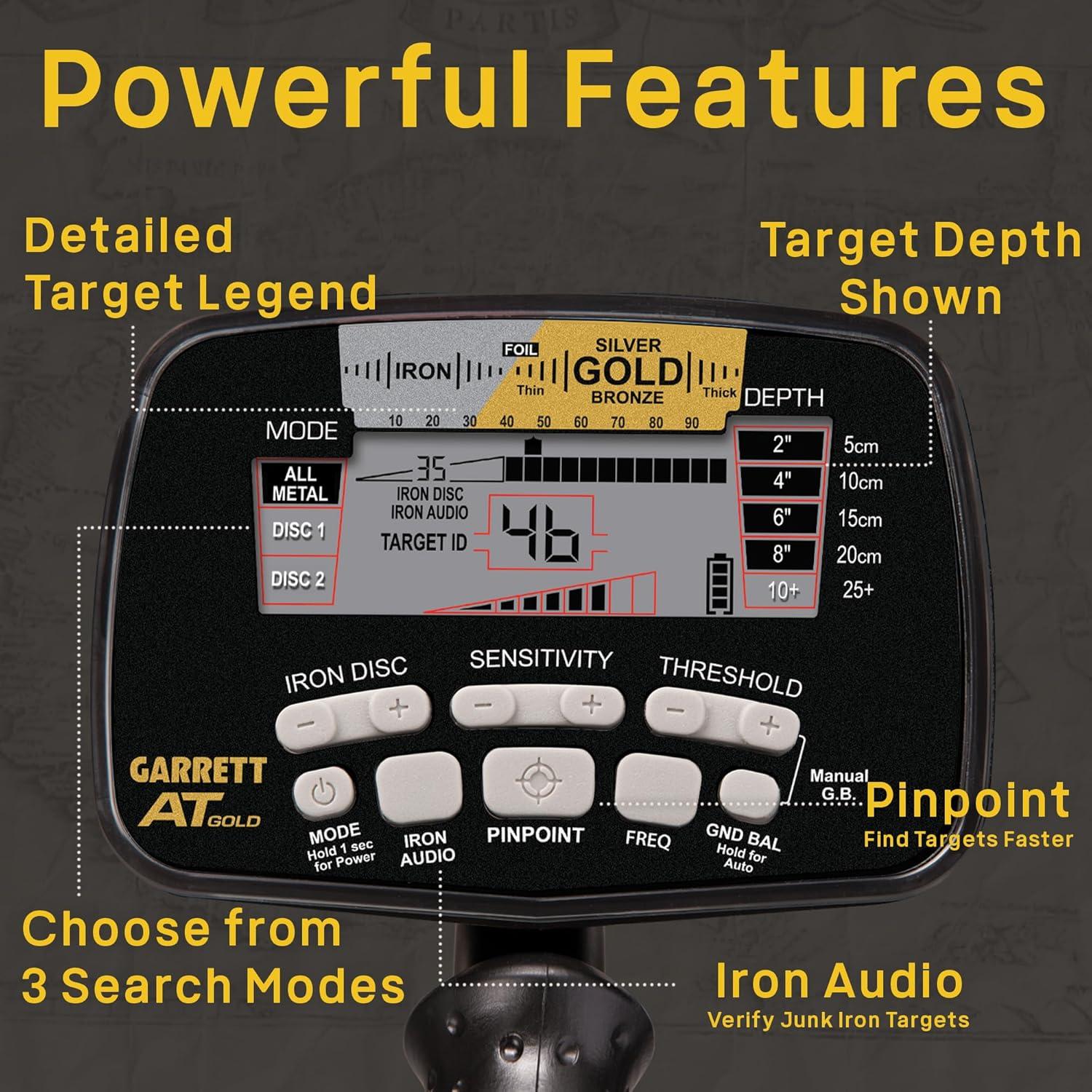 Detector de Metales Garrett A.T. Gold a Prueba de Agua 3.1 kg