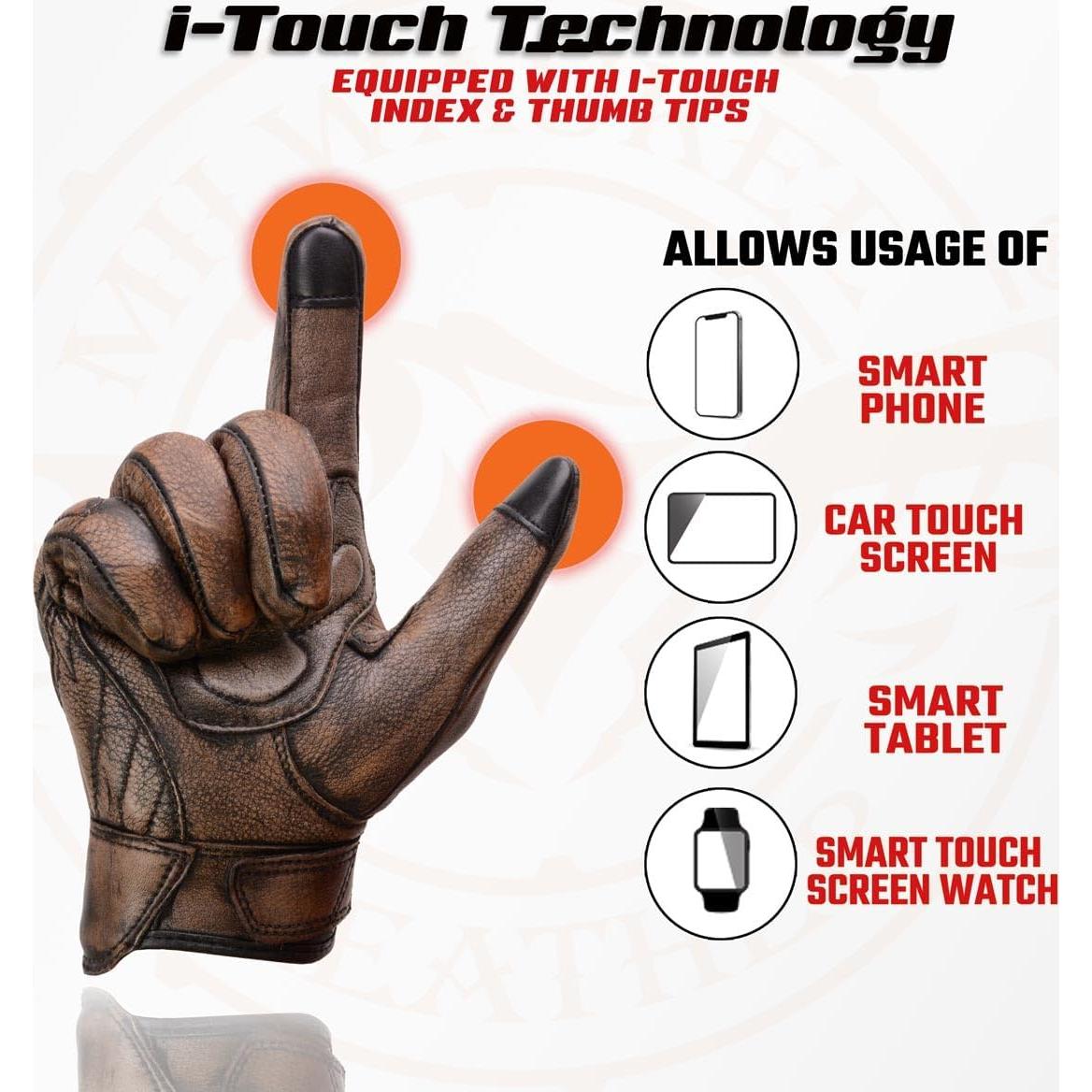 Guantes de motocicleta Milwaukee Leather MG7514 con gel y protección