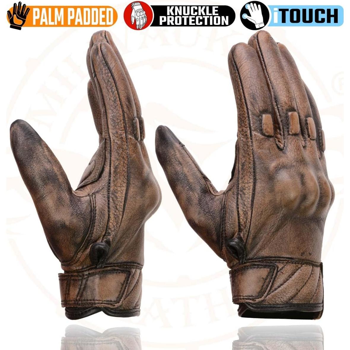 Guantes de motocicleta Milwaukee Leather MG7514 con gel y protección