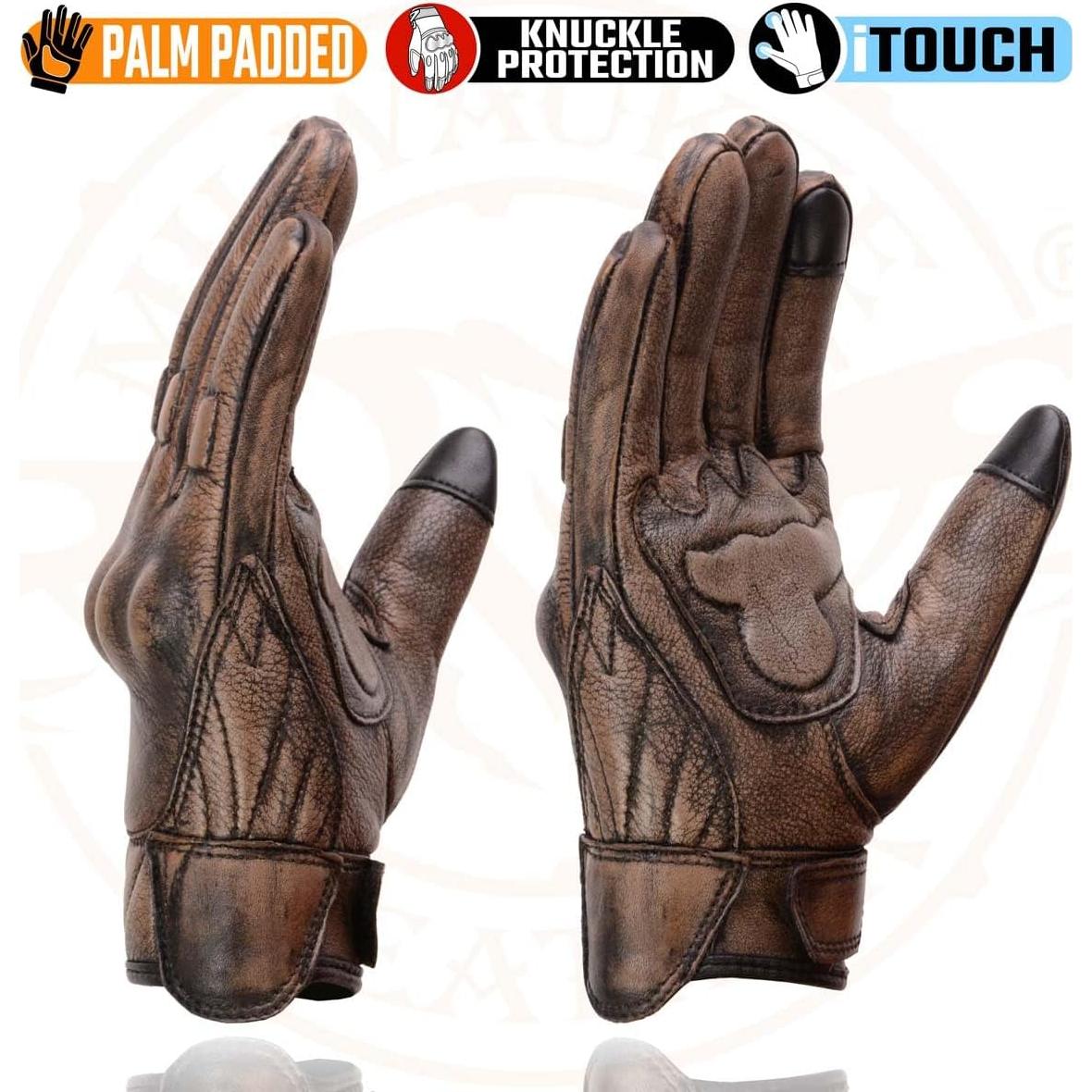 Guantes de motocicleta Milwaukee Leather MG7514 con gel y protección