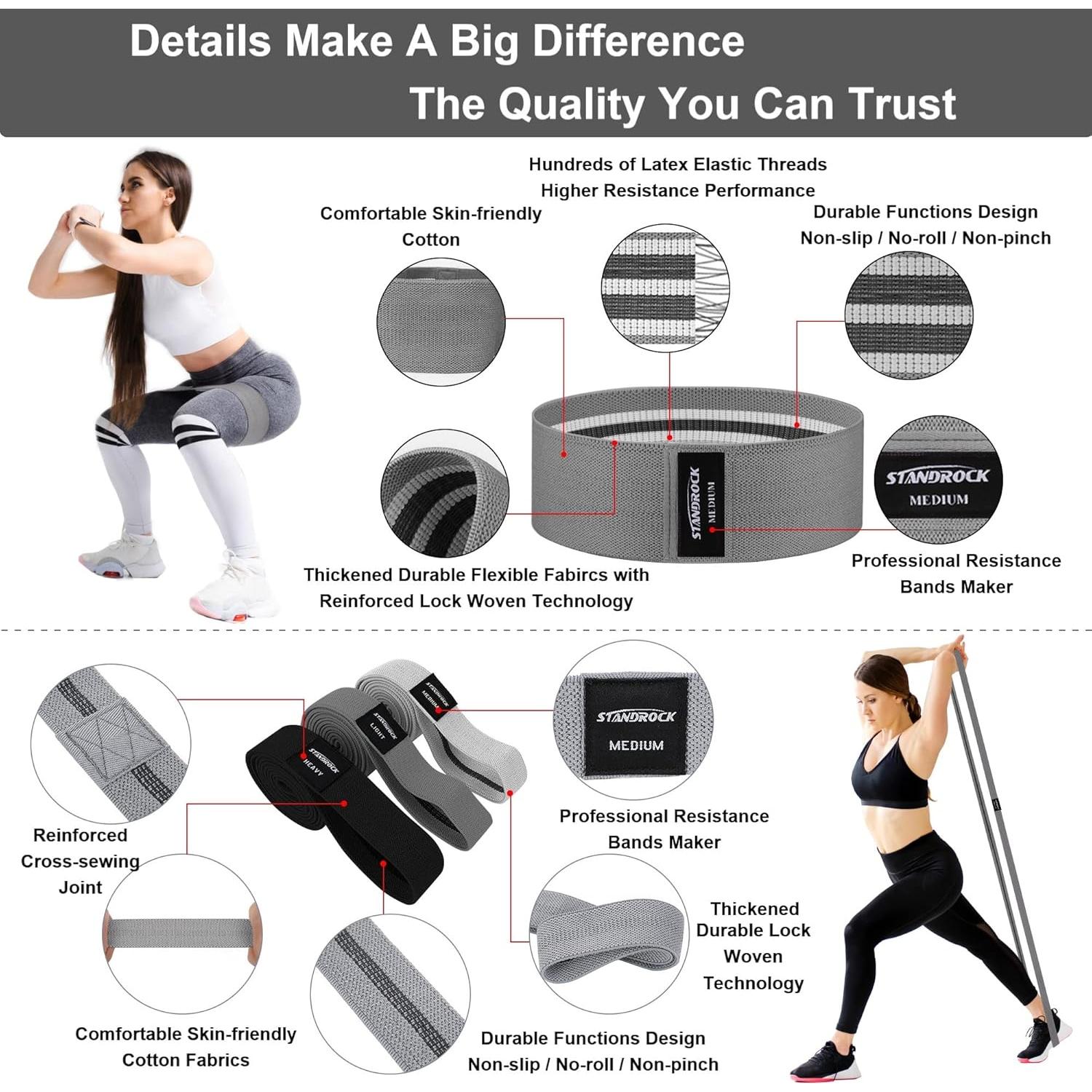 Bandas de Resistencia STANDROCK 6 en 1 para Ejercicio y Fitness