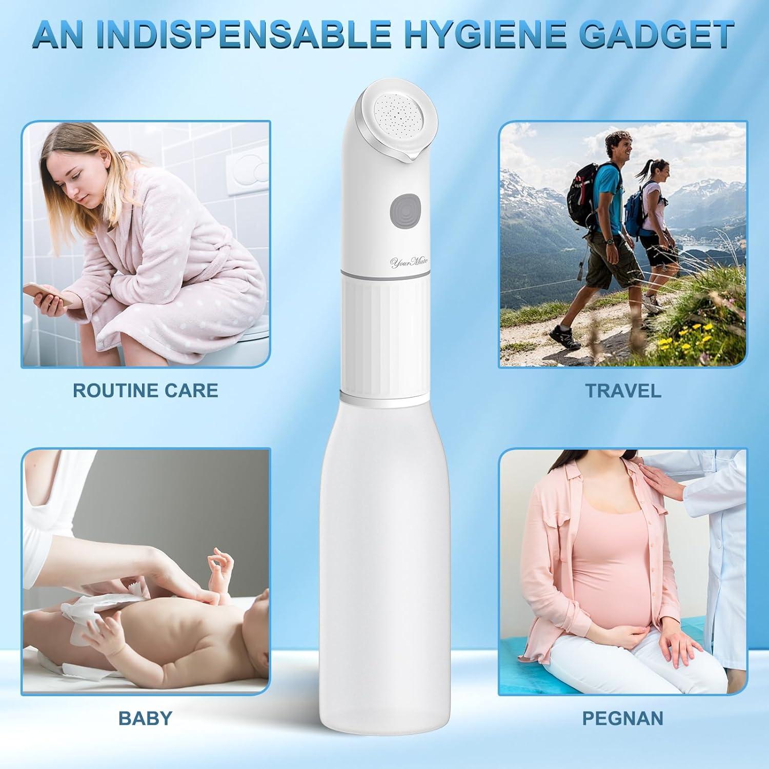 Bidet Portátil Eléctrico YourMate 350ml, Doble Rociado, IPX7