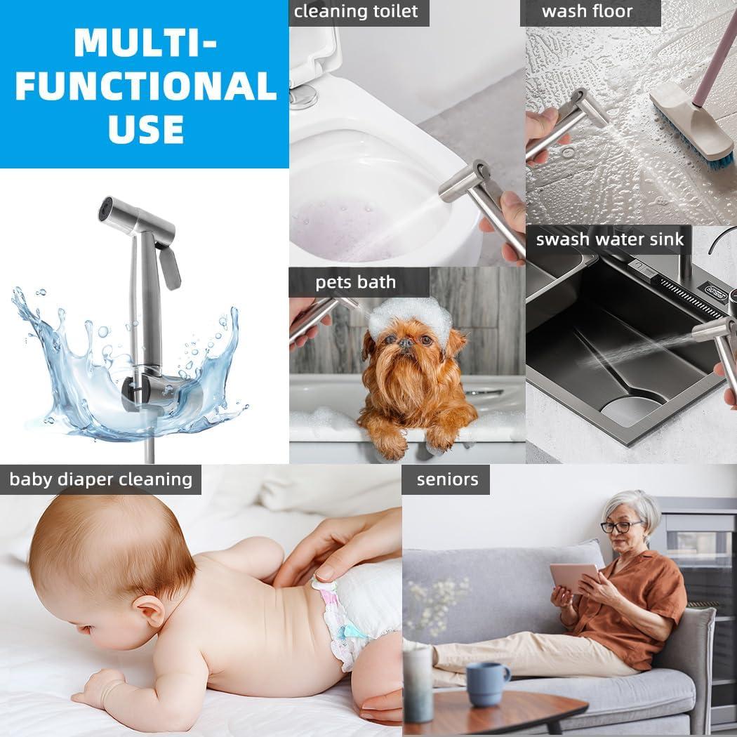 Rociador de Bidet de Mano TONGNIDA Acero Inoxidable 22x12.5cm