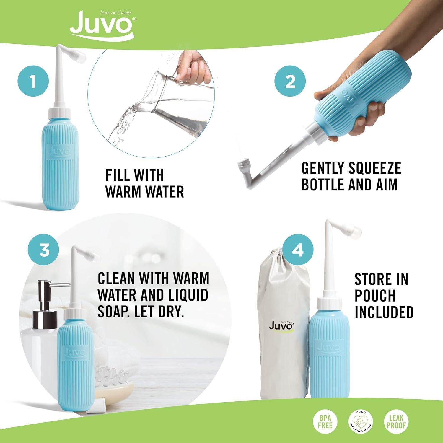 Kit Bidet de Viaje Juvo | Botella Compresora 0.4L Azul