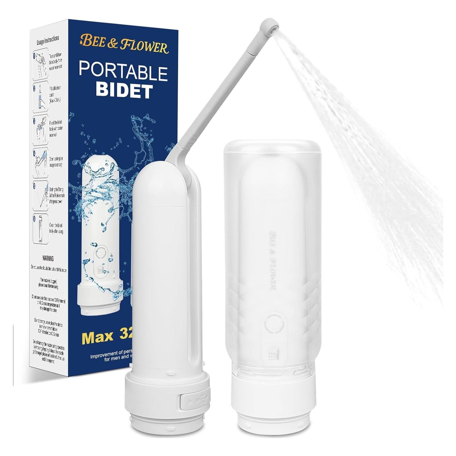 Bidet Portátil BEE&FLOWER 320ml Recargable IPX7 para Viajes