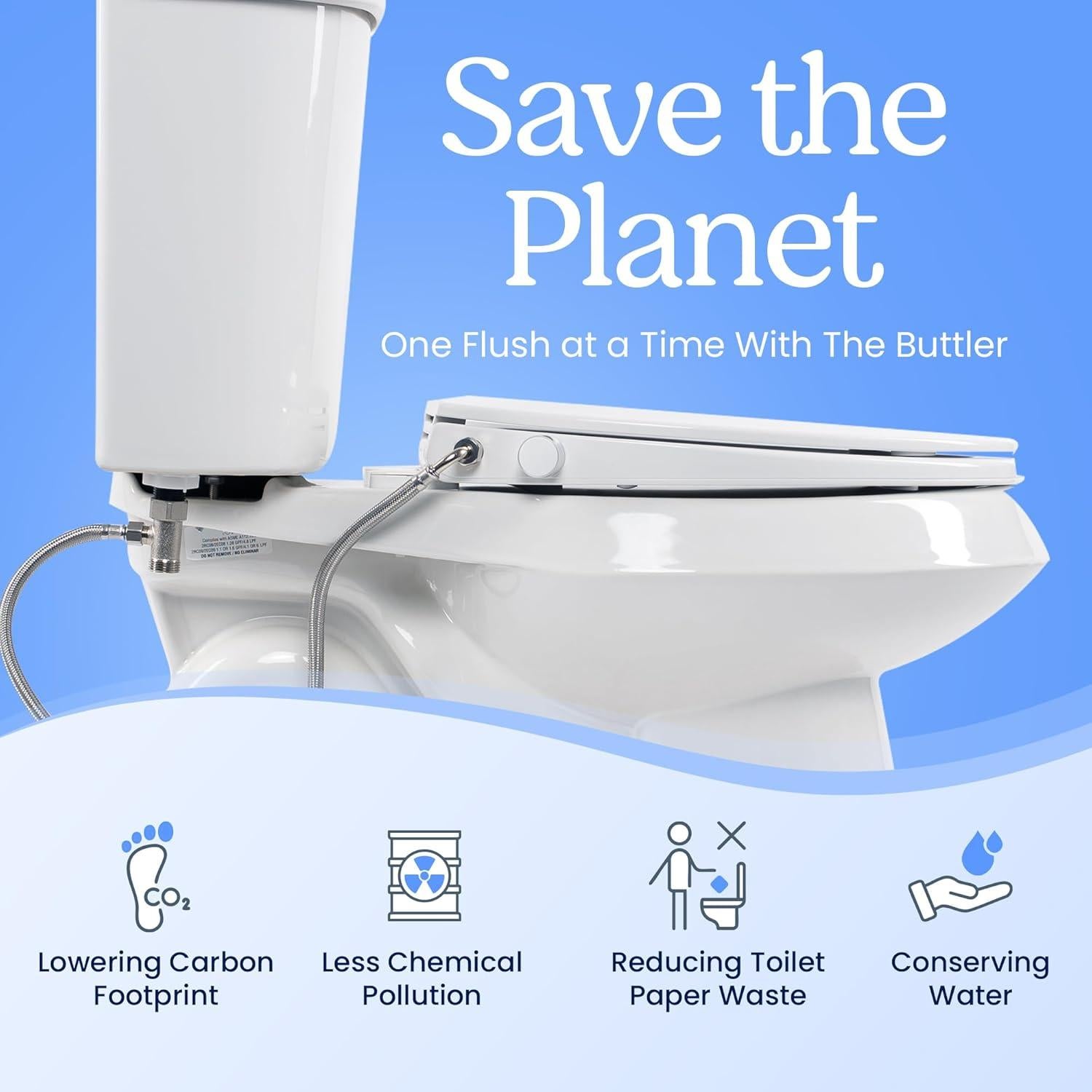 Asiento de Inodoro Bidet Clear Rear - Elongado, Autolimpiante, Ajustable