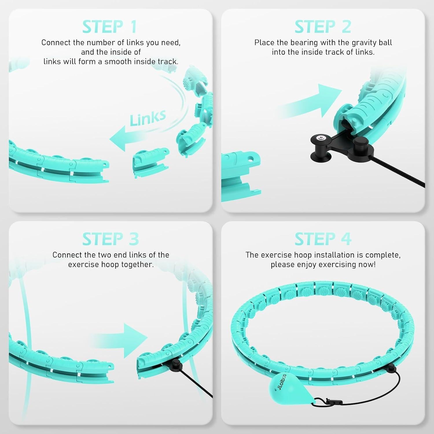 Aro de Hula Ponderado JLoibao D5-US 142-168 cm para Fitness