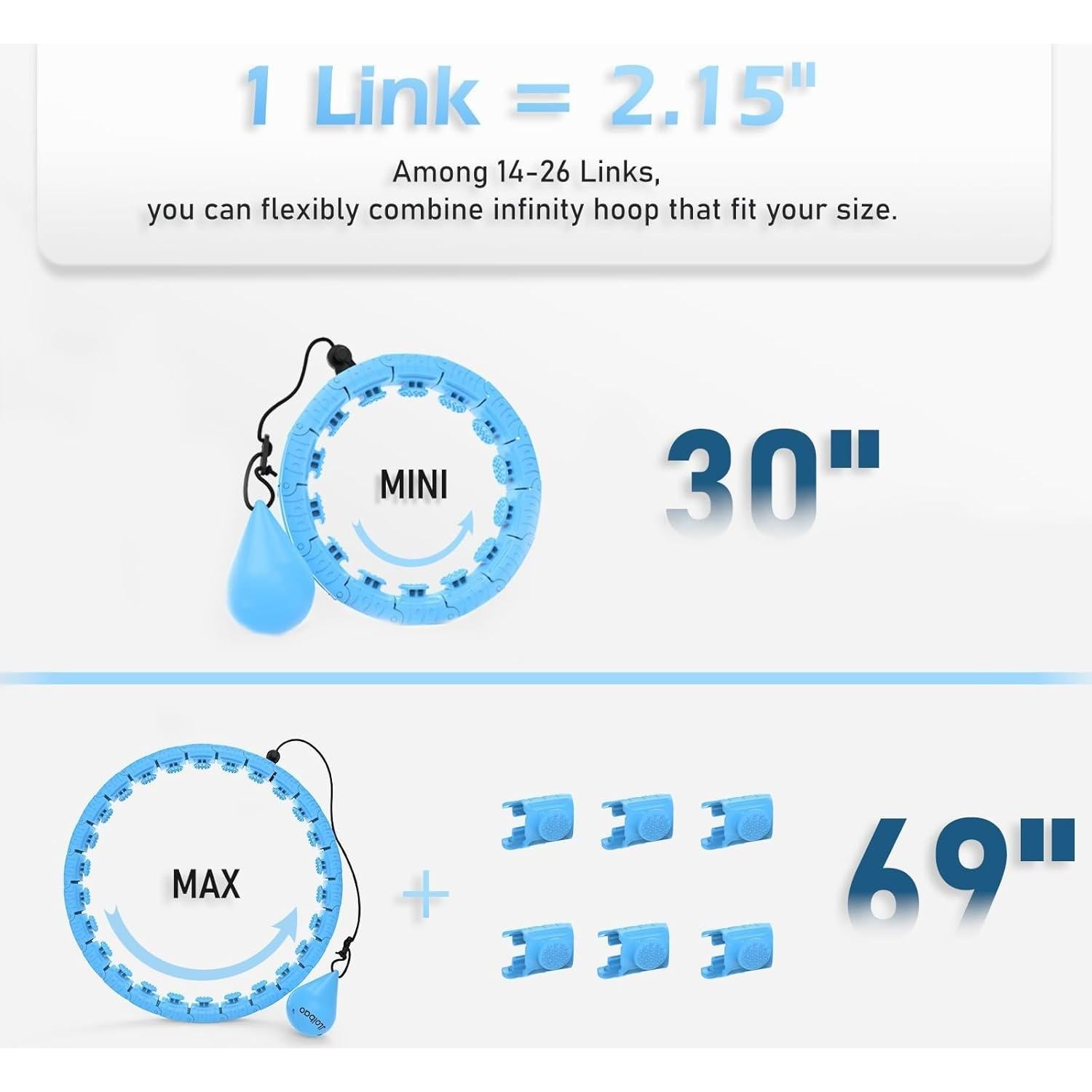 Accesorios Hula JLoibao D5-A-Blue-PJ 6 Enlaces Plus