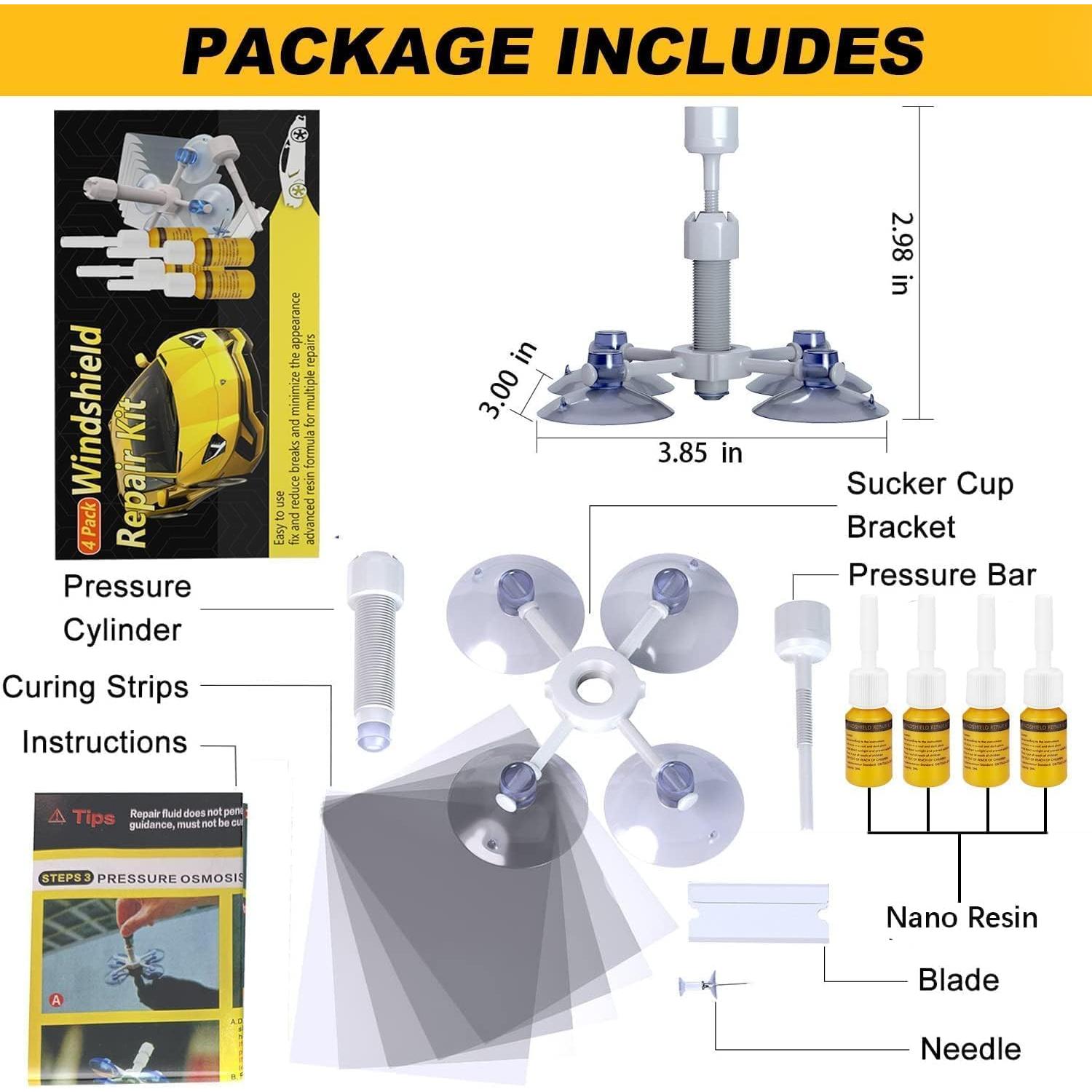 Kit de Reparación de Parabrisas Zupooko 4 Piezas Resina Nano