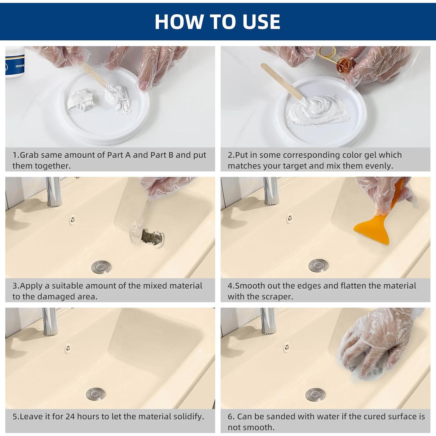 Kit de Reparación de Ducha y Baño FENFANDAS 238g Blanco