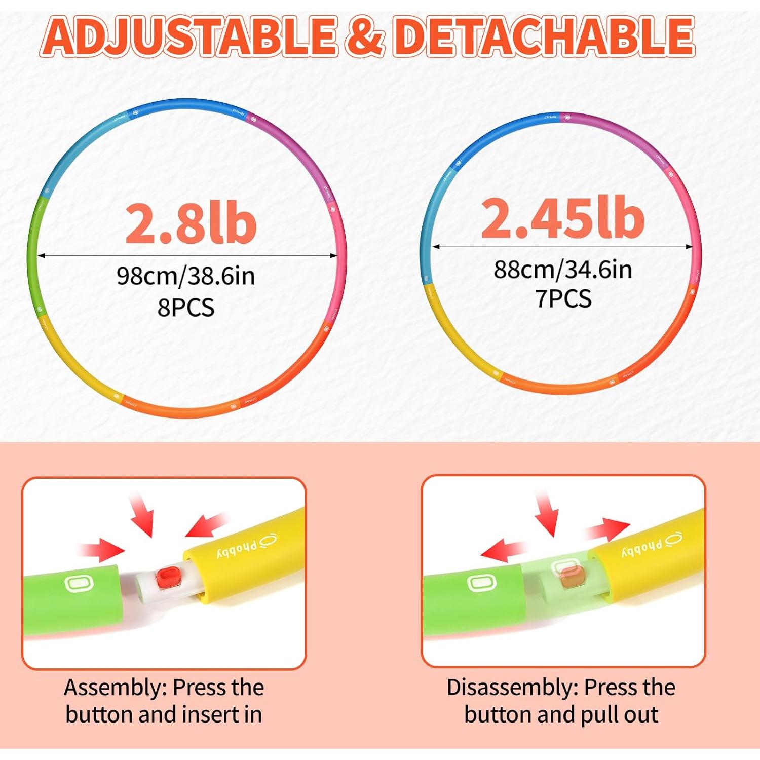 Aro de Ejercicio Phobby HOOP V2 1.27kg Ajustable con Cuerda