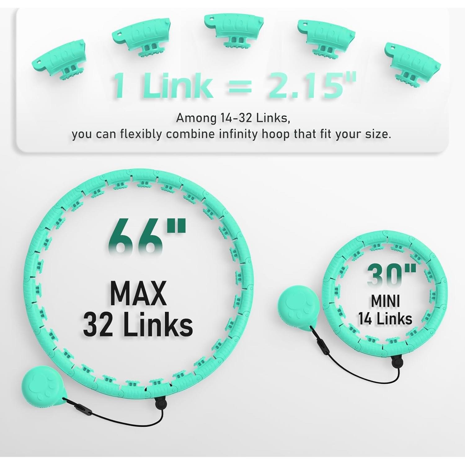 Aro de Hula Ponderado JLoibao D5-C 168 cm 32 Enlaces Ajustables