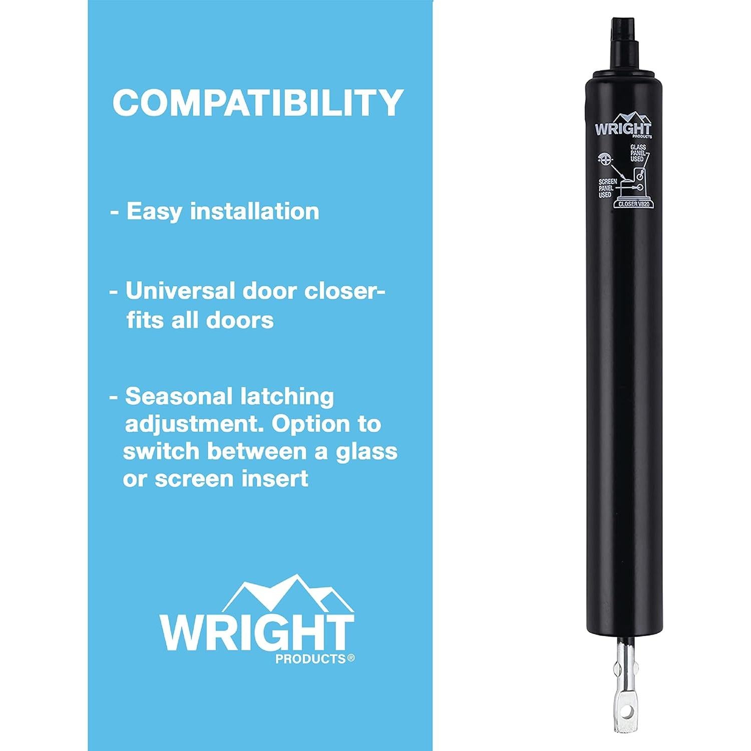 Cerradura Neumática Wright Products V820BL para Puertas - Ajustable, Cierre Suave, Negro