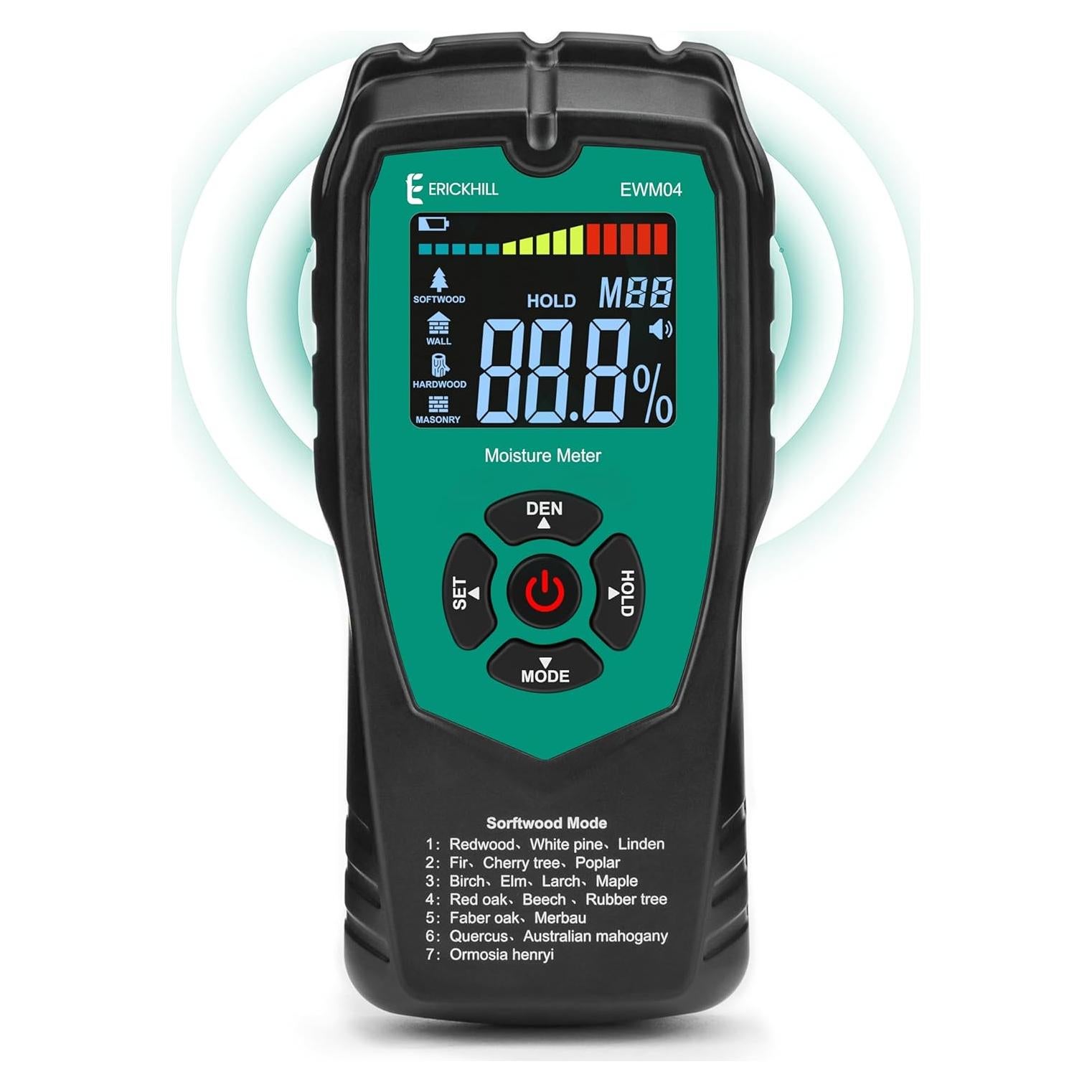 Medidor de Humedad de Madera ERICKHILL EWM04 No Invasivo